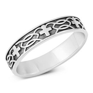 Sterling Silver Cross Ring 4.5 mm 925 Fashion Band